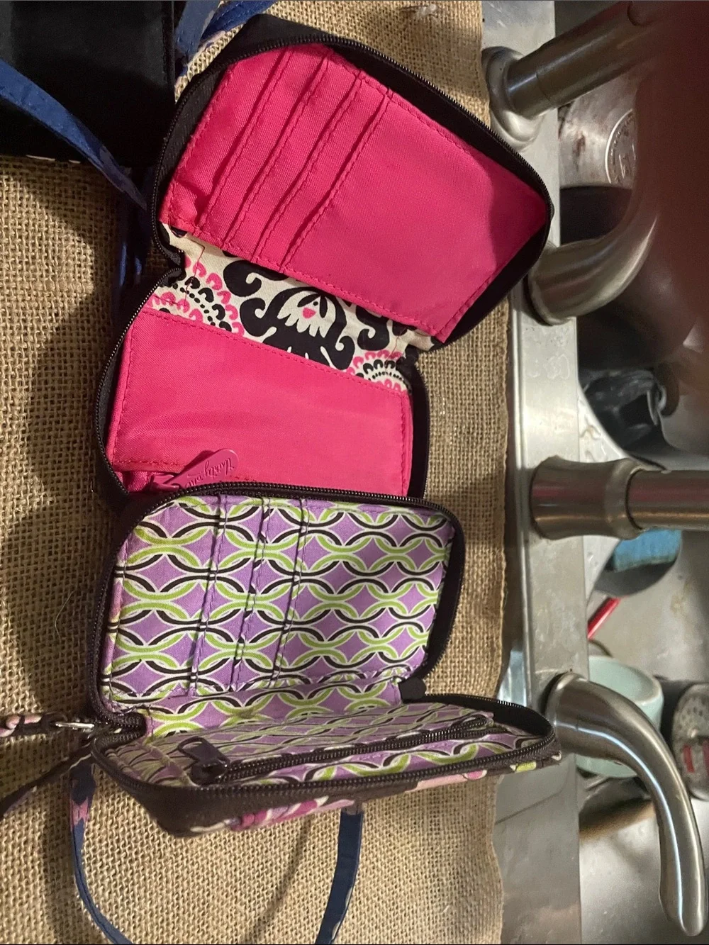 Assorted Women's Quilted Wristlet Wallets - Teal, Navy, Black, Floral